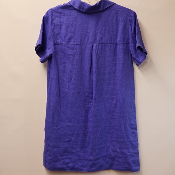 Madewell Women Size XS 100% Linen Mini Shift Dress V neck In Blue Star. - Picture 14 of 14